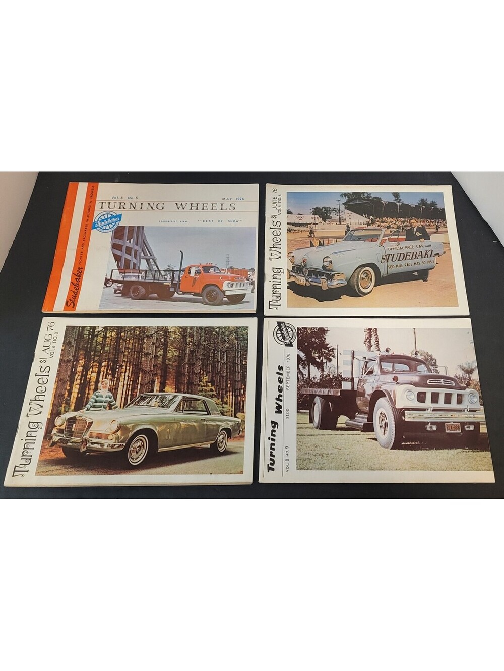 Vtg 1976 Turning Wheels Magazines Studebaker May, June, Aug & Sept - Lot of 4